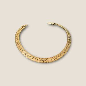 Vintage Gold-Tone Herringbone Bracelet 7.5 Inches